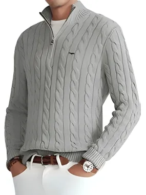 Half Zip Men's Cable Knit Sweater