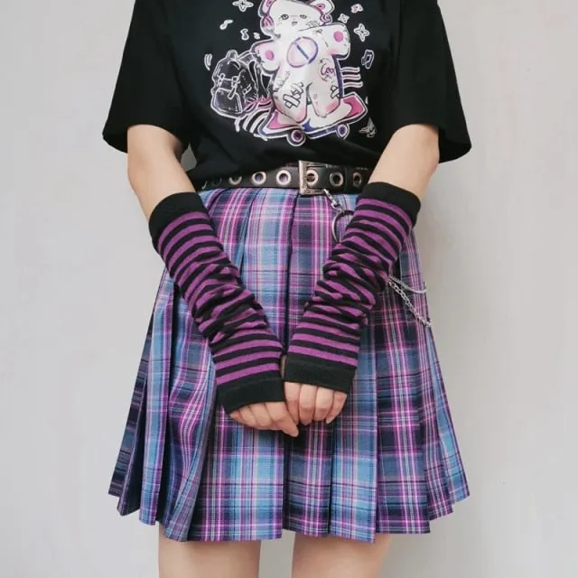 Harajuku Kawaii Fashion Striped Arm Warmers