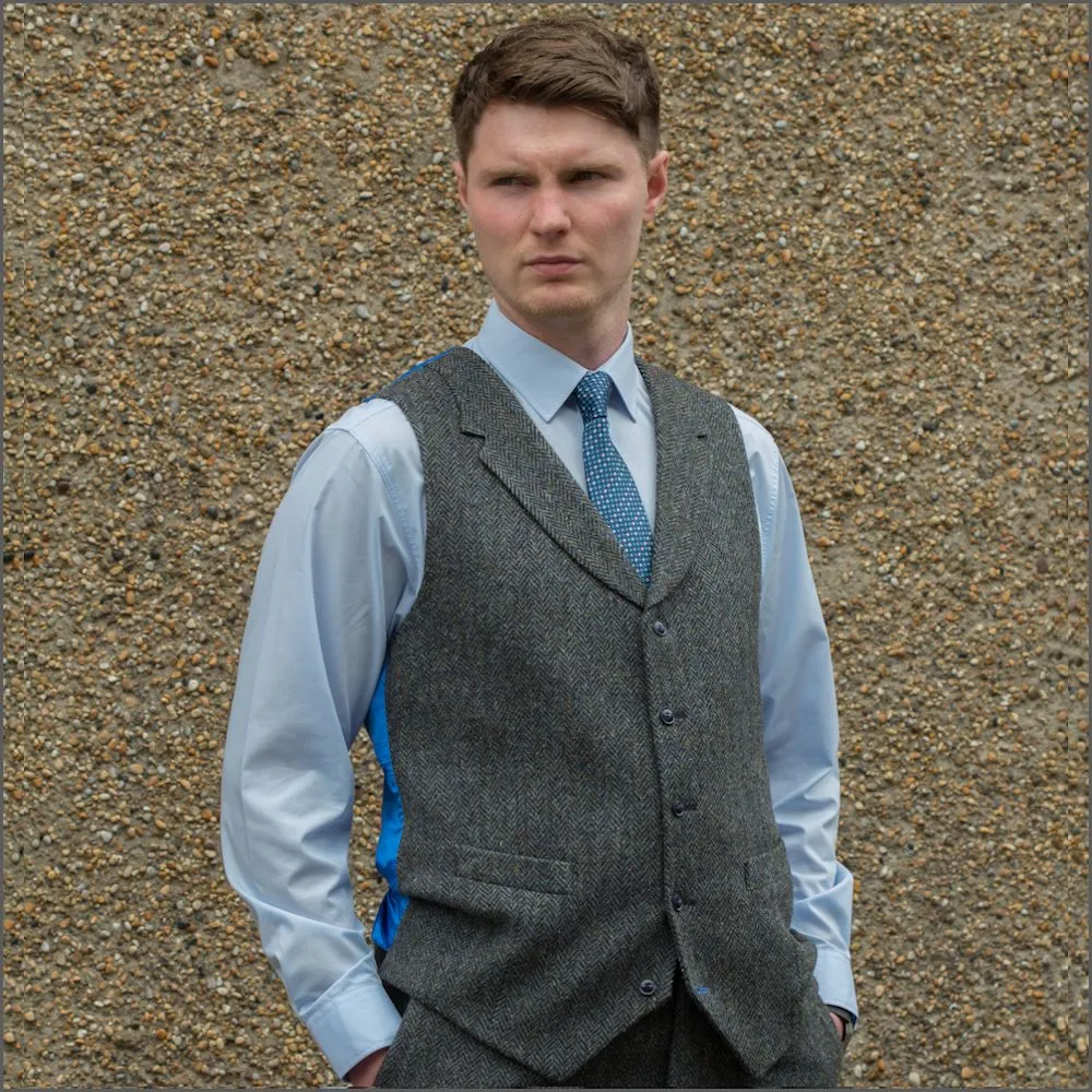 Harris Tweed Heather Blue Waistcoat--