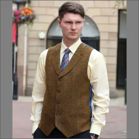 Harris Tweed Rust Check Waistcoat--