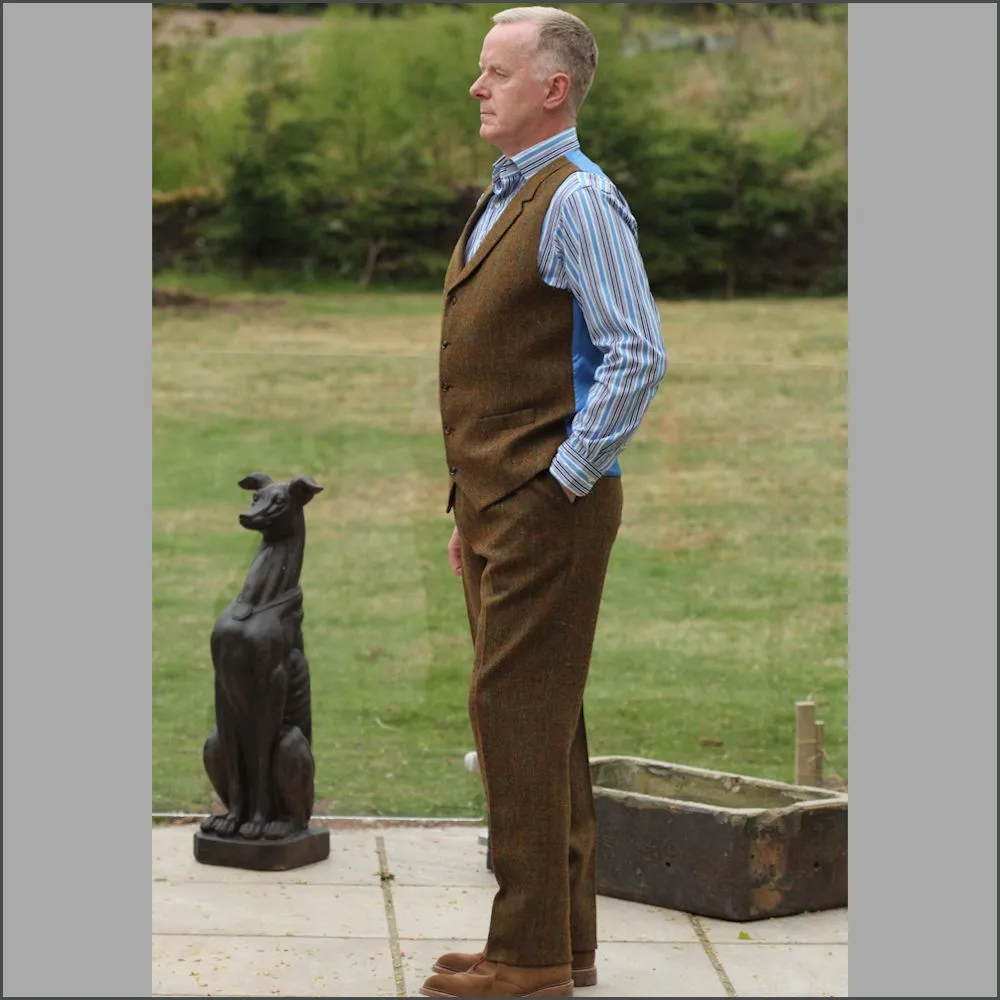 Harris Tweed Rust Check Waistcoat--