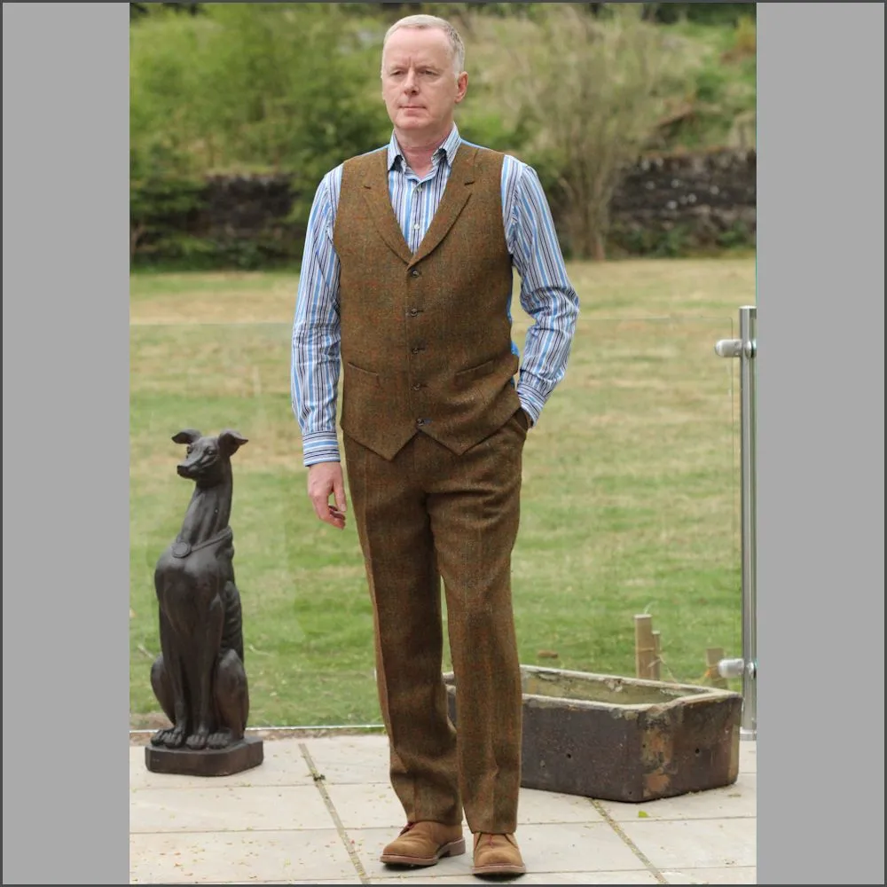 Harris Tweed Rust Check Waistcoat--