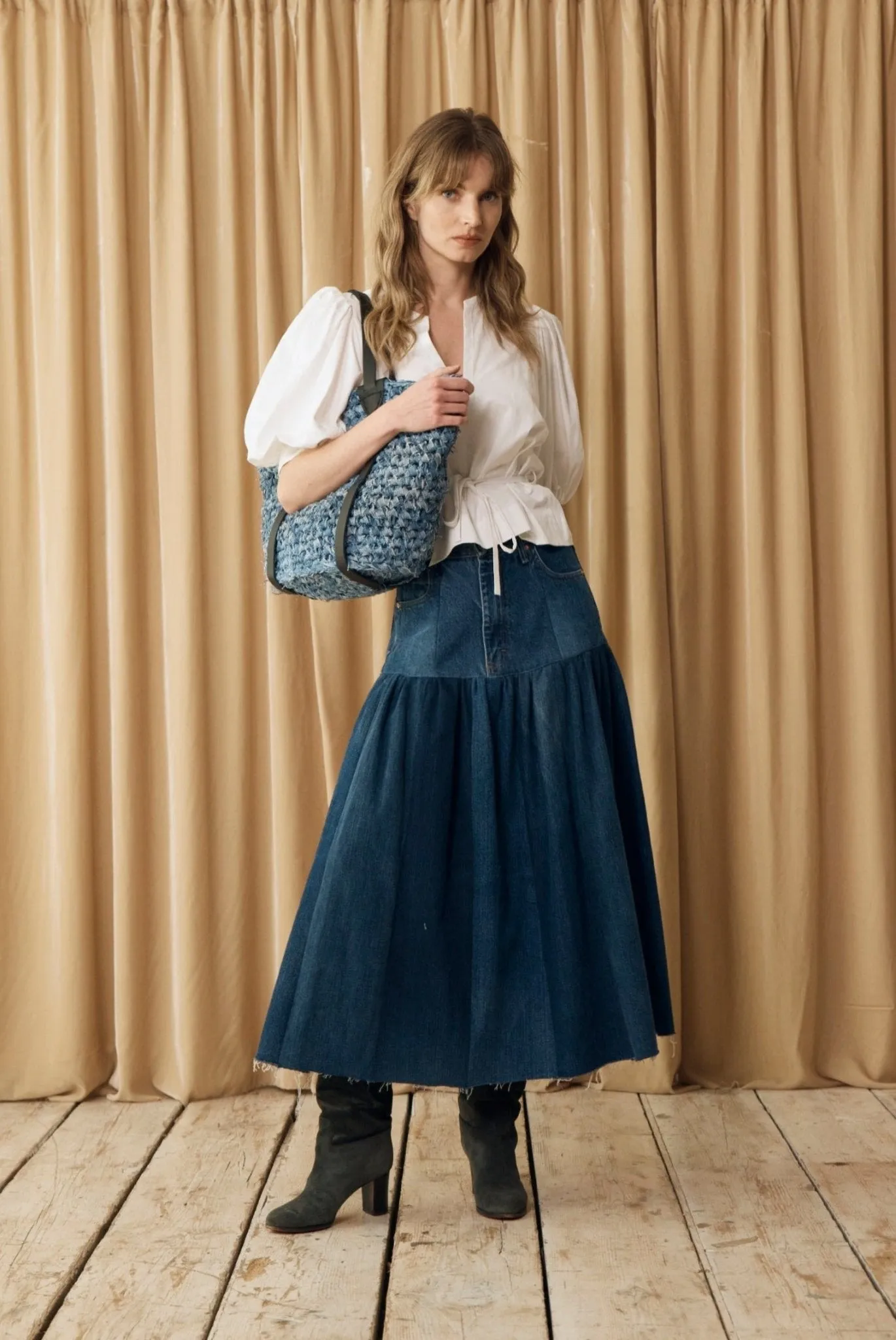 Harvard Denim Skirt Dark Blue