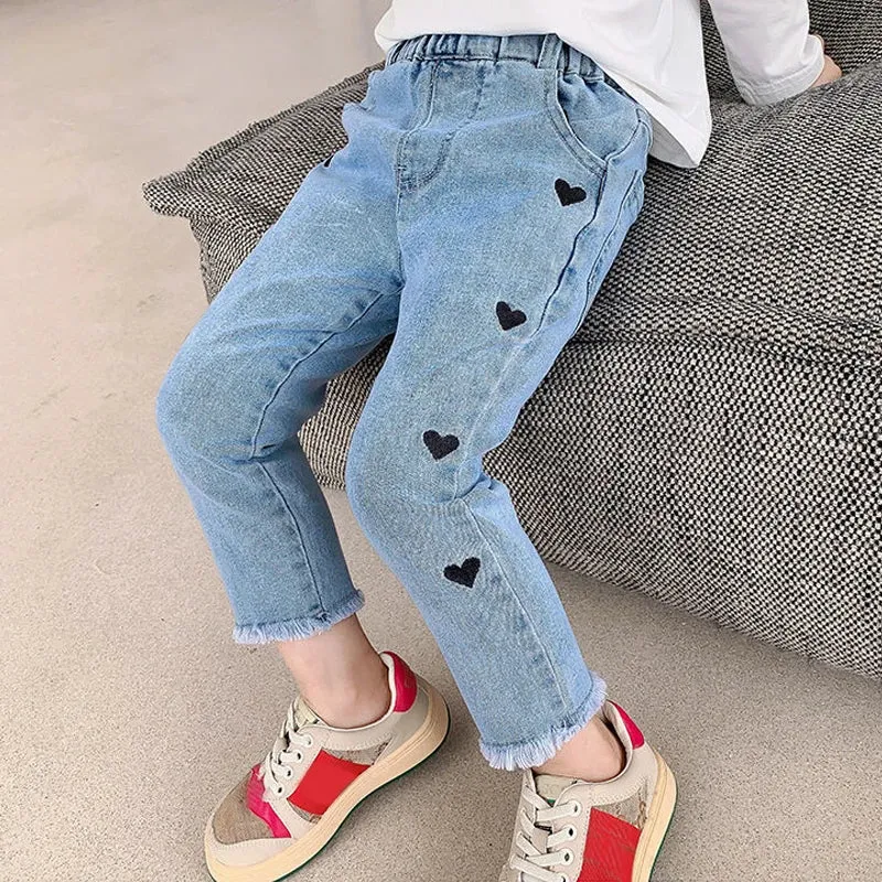 IENENS Kids Baby Girls Casual Clothes Jeans Trousers Toddler Infant Denim Clothing Pants Children Bottoms 1 2 3 4 5 6 7 Years