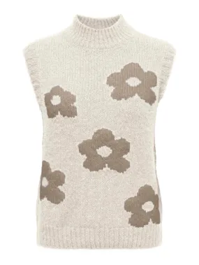 Jdykilian Flower S/l Vest Knt - Ecru Dessin