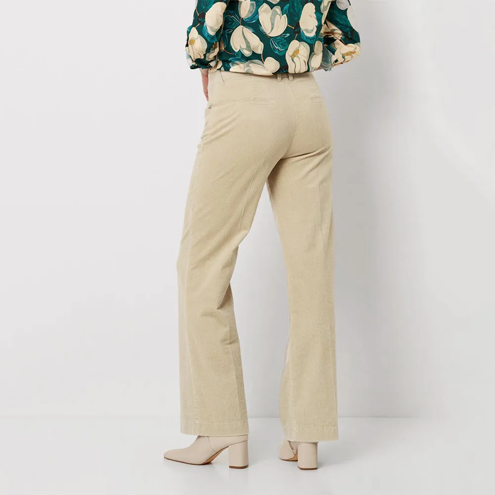 Jolie Ecru Flared Corduroy Trousers