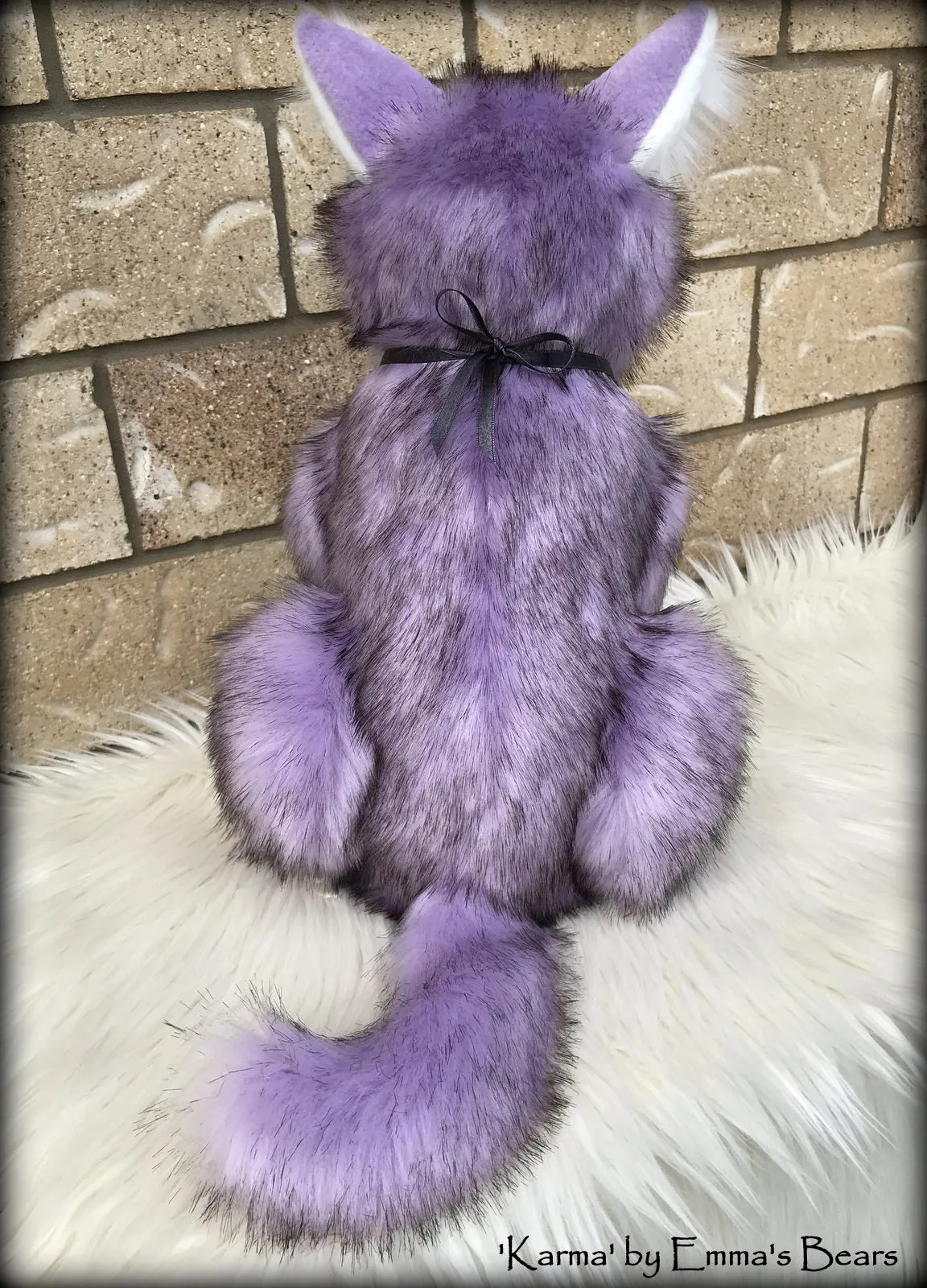 Karma - 13" soft sculpture faux fur cat by Emmas Bears - OOAK