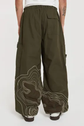 Khaki Topograph Parachute Pants