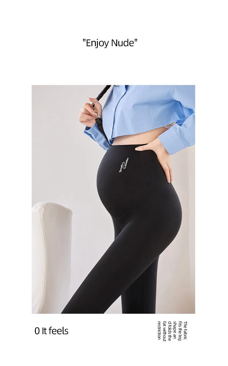 Knitted Cotton Blend Maternity High Waist Belly Leggings