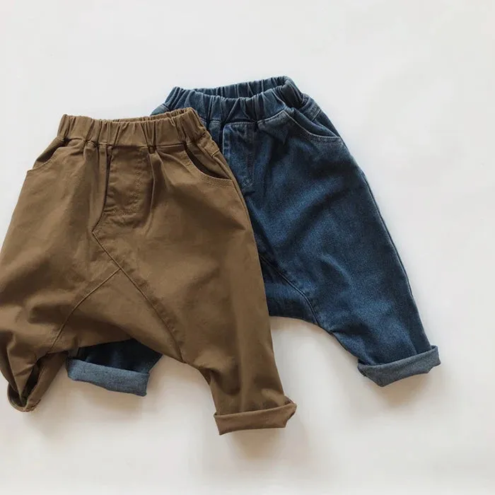 Korean Style Baby Boys Girls Cowboy Pants Kids Casual Elastic Waist Pant Children's Clothing Autumn Baby Boys Girls Jeans