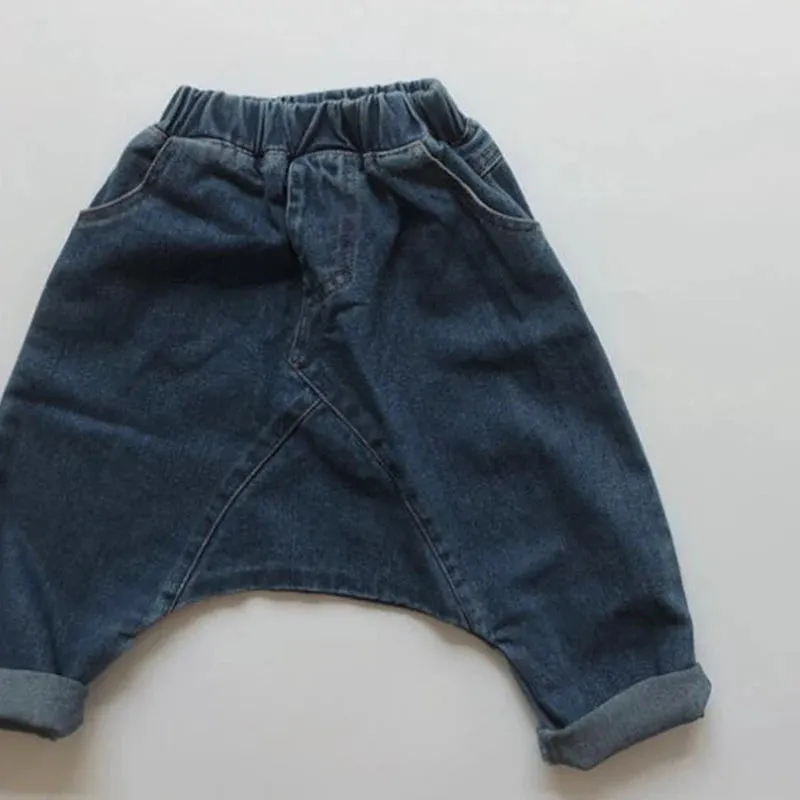 Korean Style Baby Boys Girls Cowboy Pants Kids Casual Elastic Waist Pant Children's Clothing Autumn Baby Boys Girls Jeans