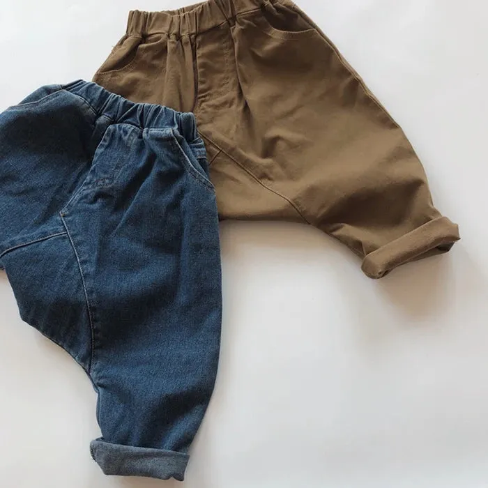 Korean Style Baby Boys Girls Cowboy Pants Kids Casual Elastic Waist Pant Children's Clothing Autumn Baby Boys Girls Jeans