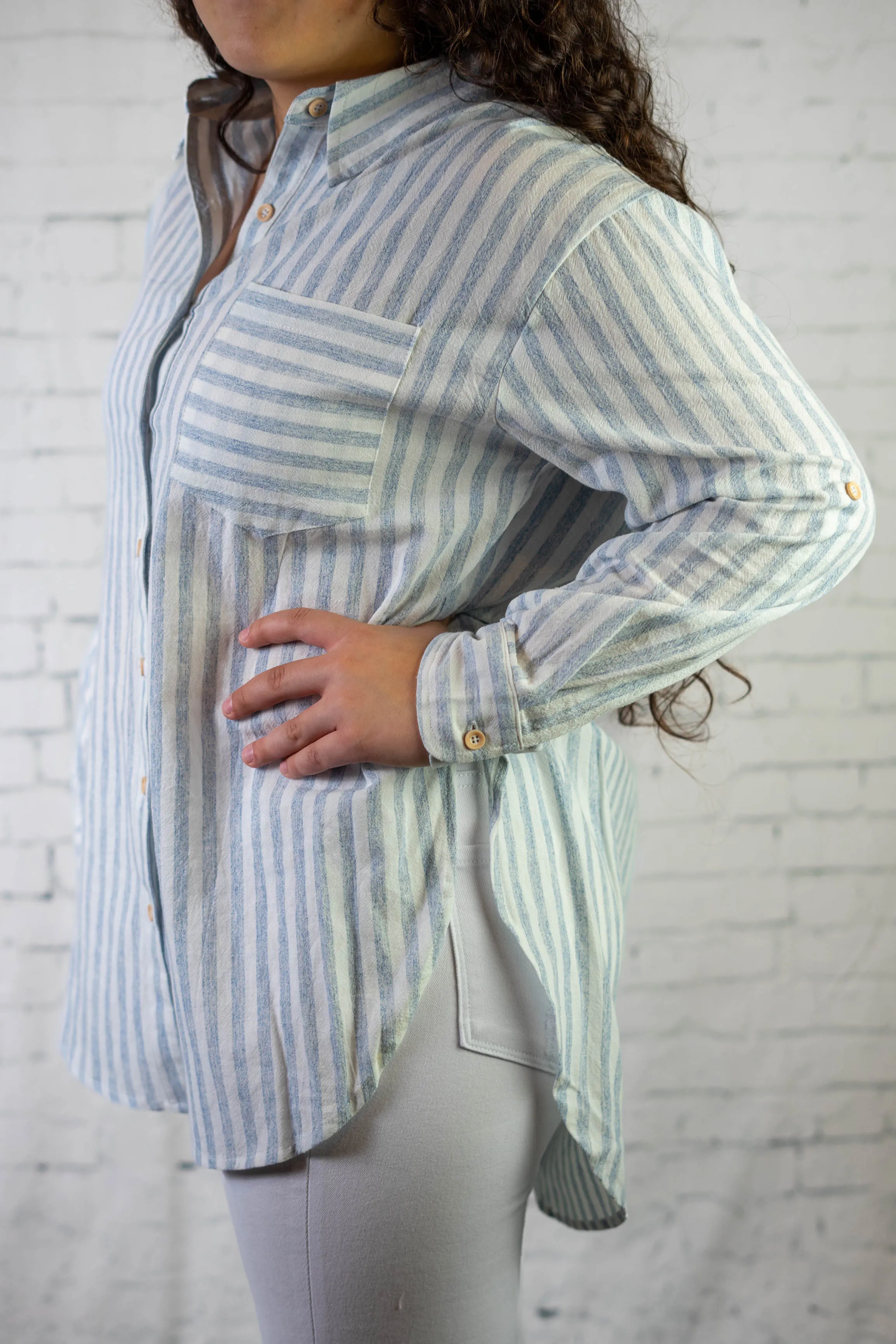 Linen Stripe Tunic Top