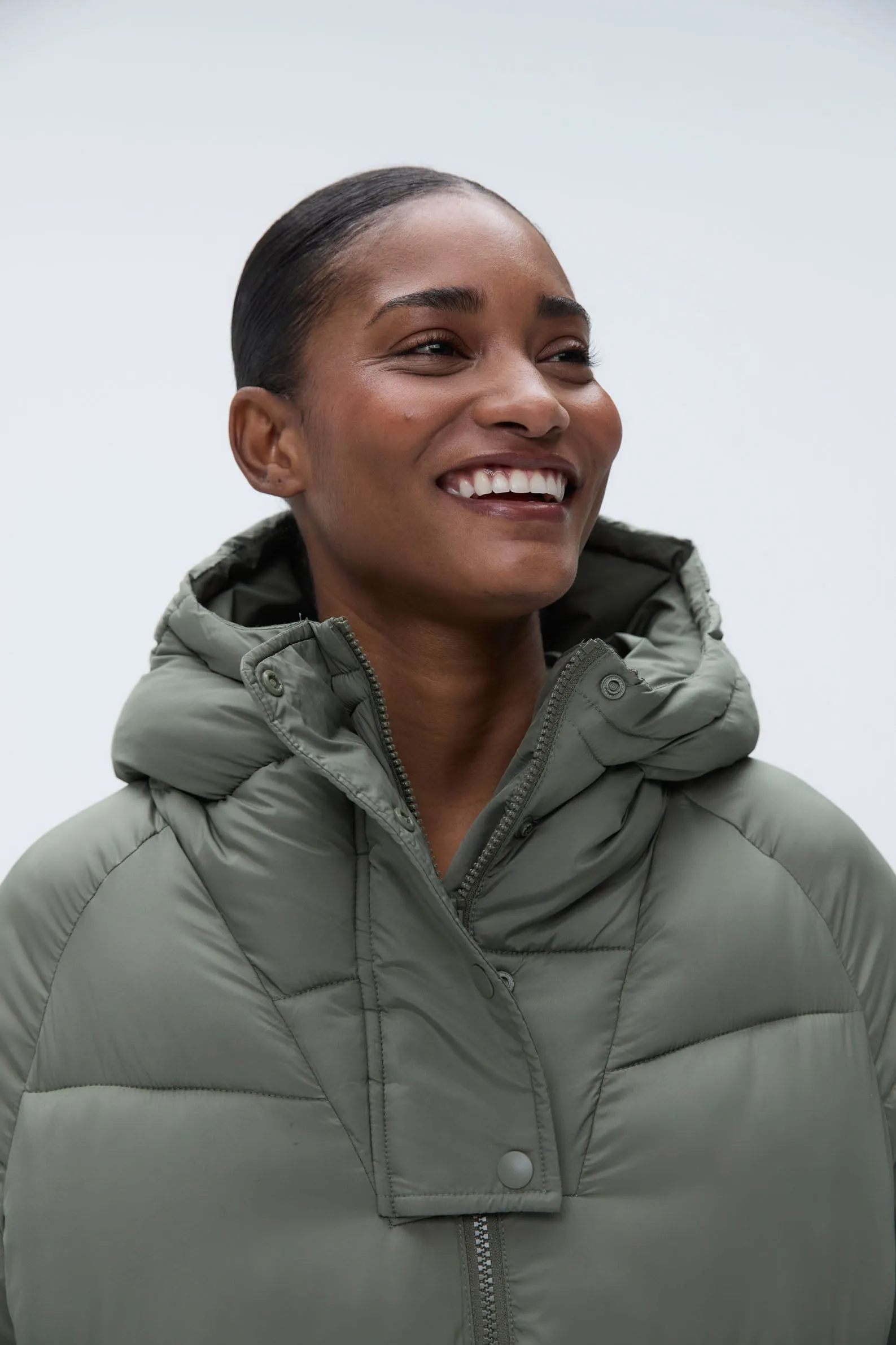 Longline Puffer Jacket - Olive Green