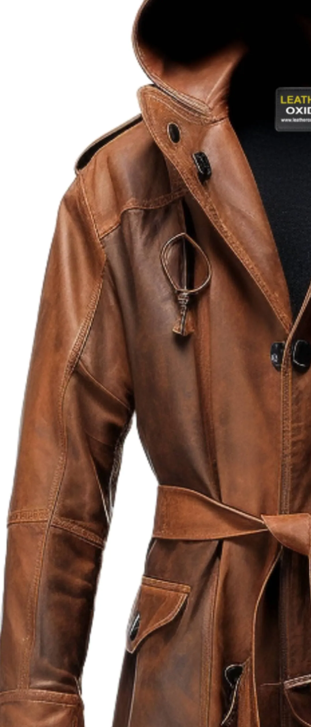 Men Vintage Hooded Leather Coat