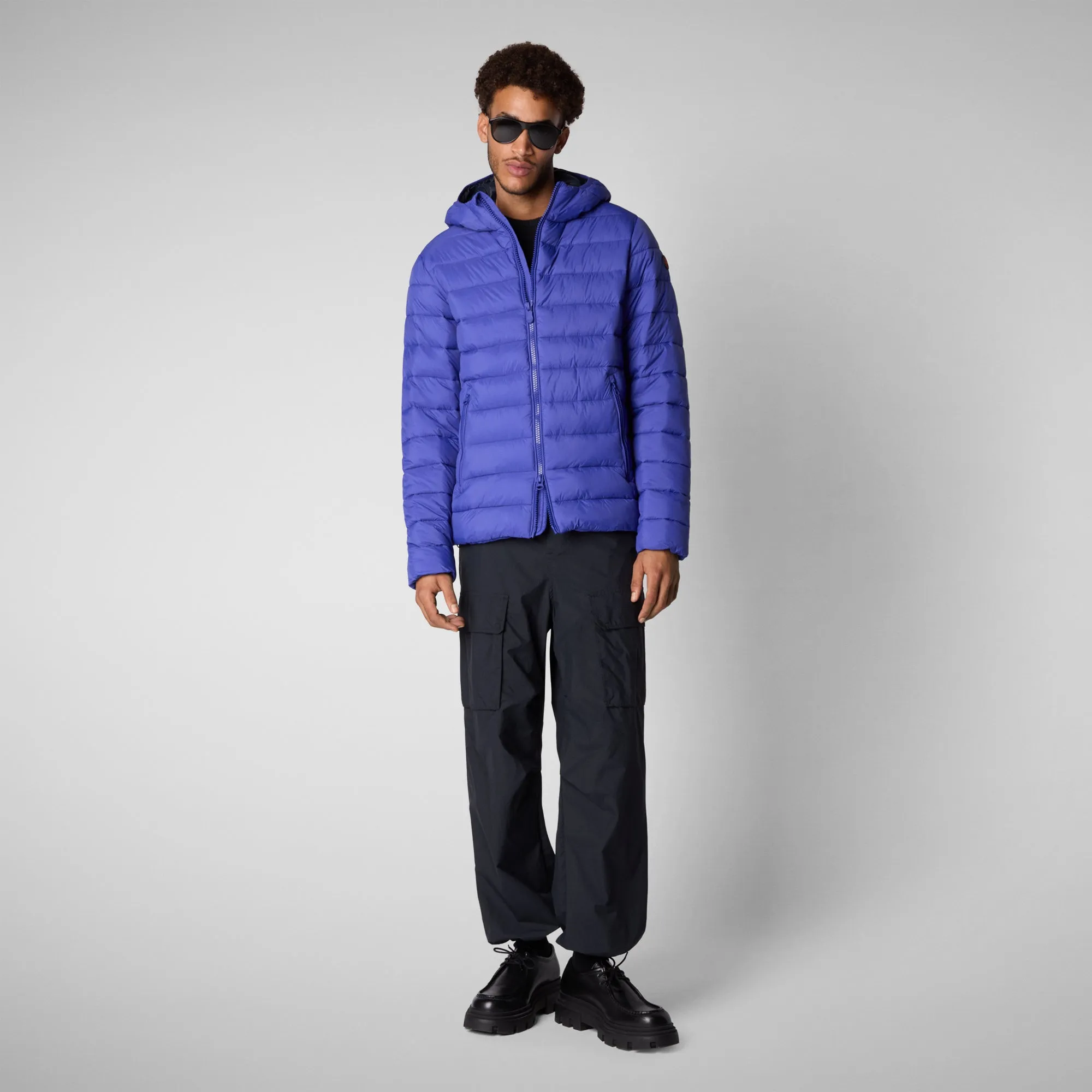 Men's  animal free hooded Animal free Puffer jacket Hector in gentian blue