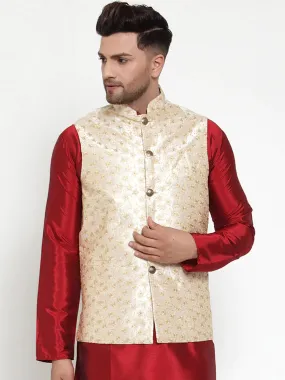 Men'S Cream Embroidered Nehru Jacket