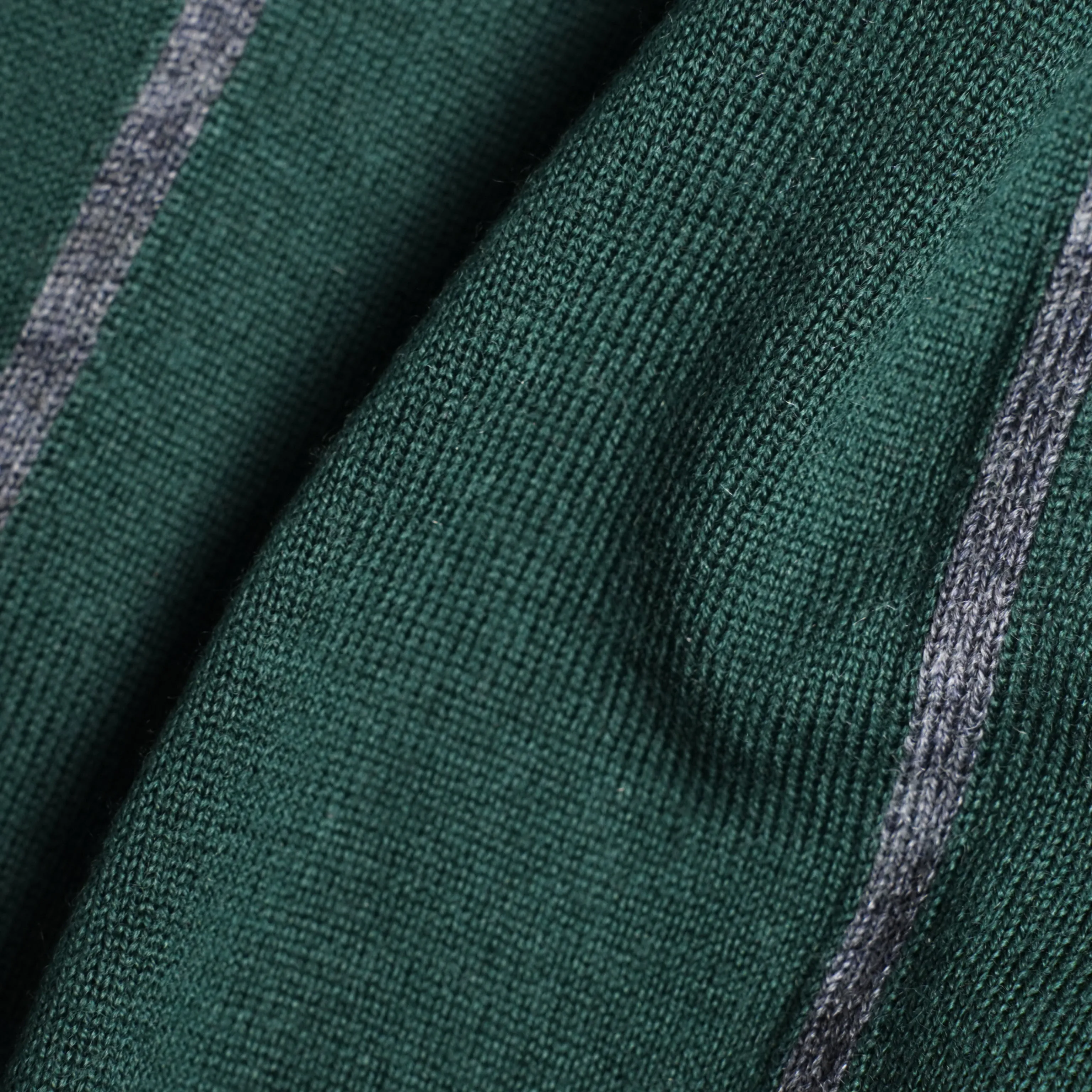 Merino Wool Striped Hunter Green Sweater Polo