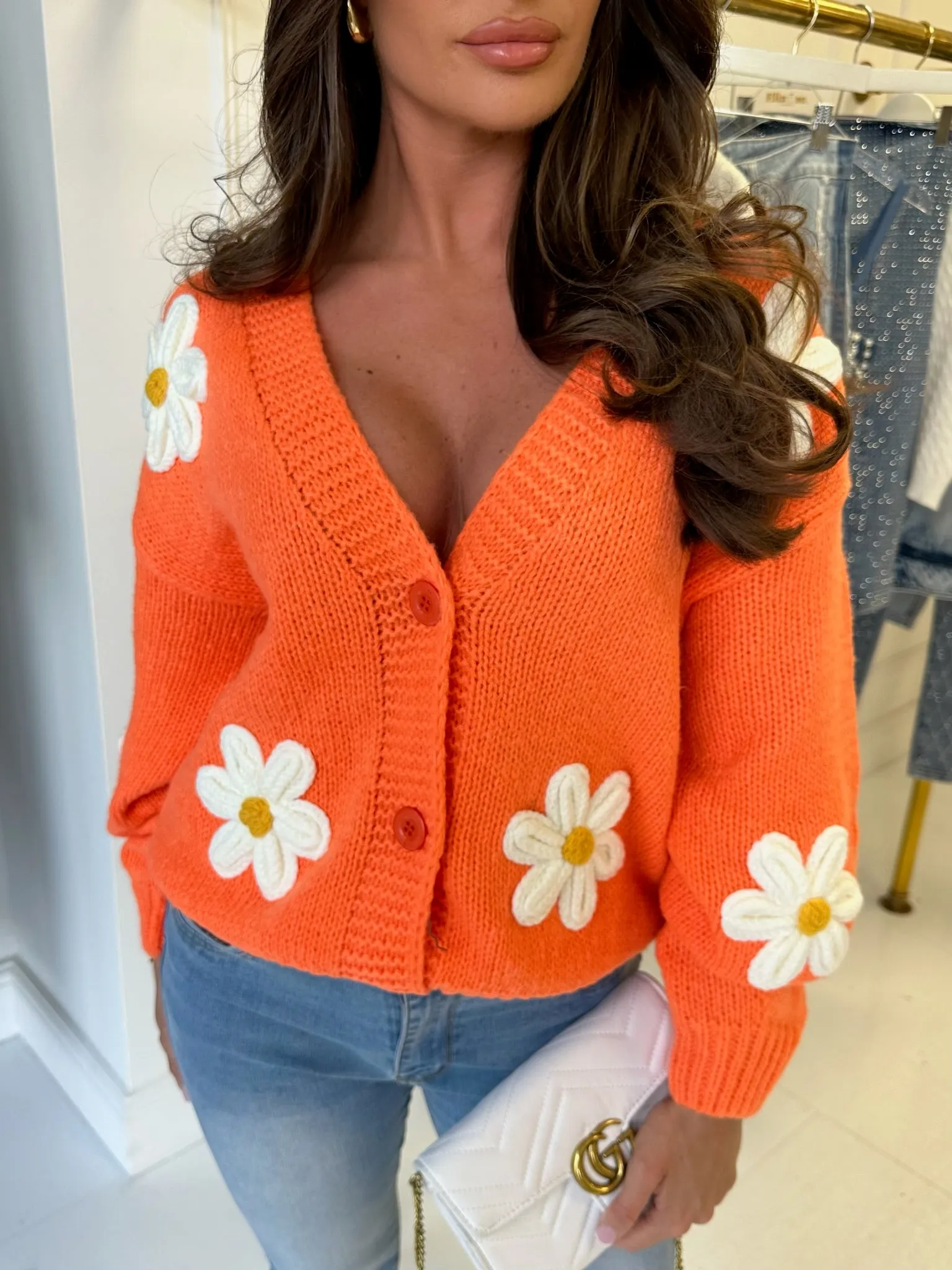 Monte orange flower cardigan