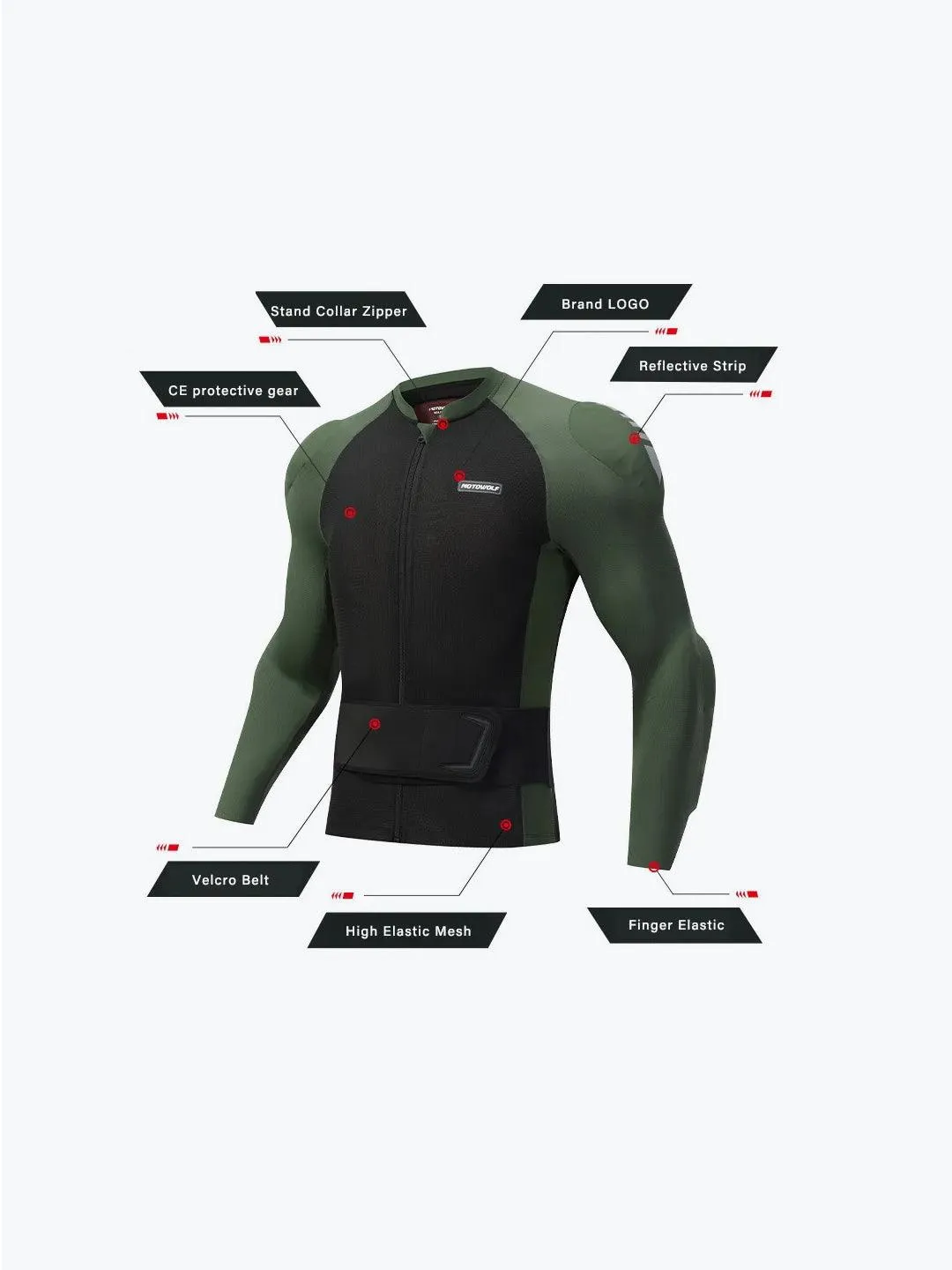 Motowolf Armour Jacket Green 1031B