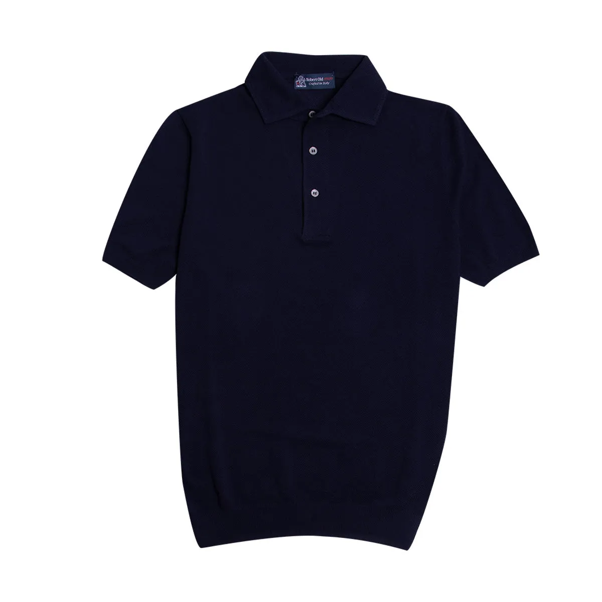 Navy Knit Short Sleeve Polo Sweater