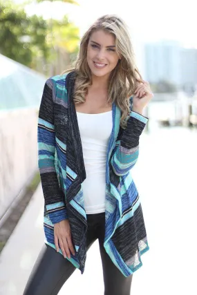 Navy Striped Cardigan