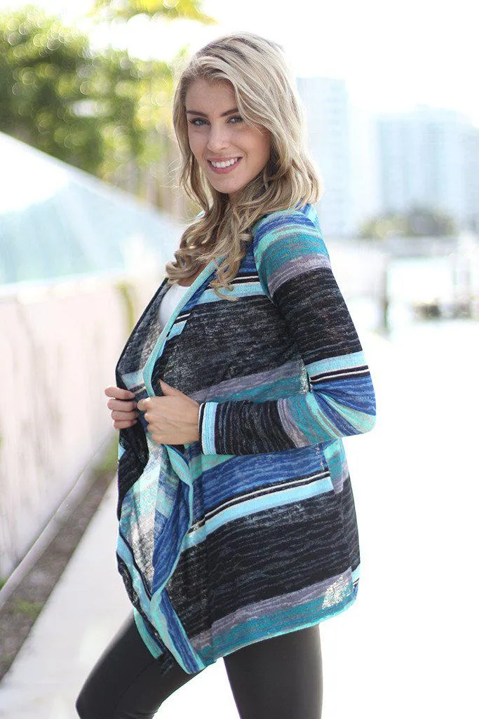 Navy Striped Cardigan