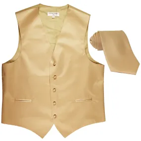 New Men's Formal Tuxedo Vest Waistcoat_Necktie solid wedding prom beige