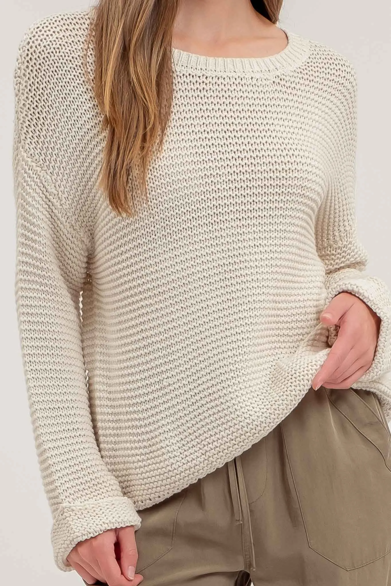 Oatmeal Cuff Pullover Sweater