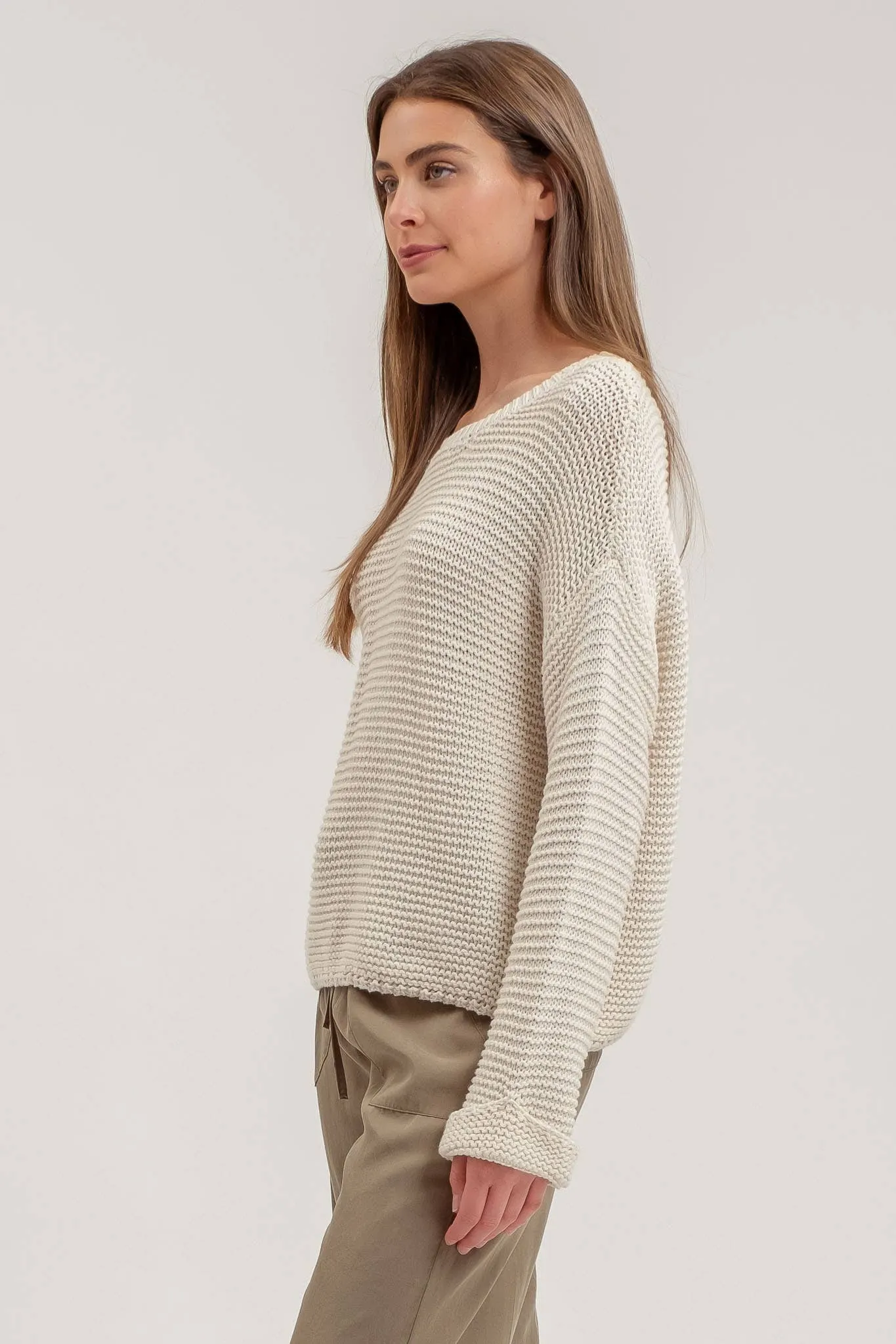 Oatmeal Cuff Pullover Sweater