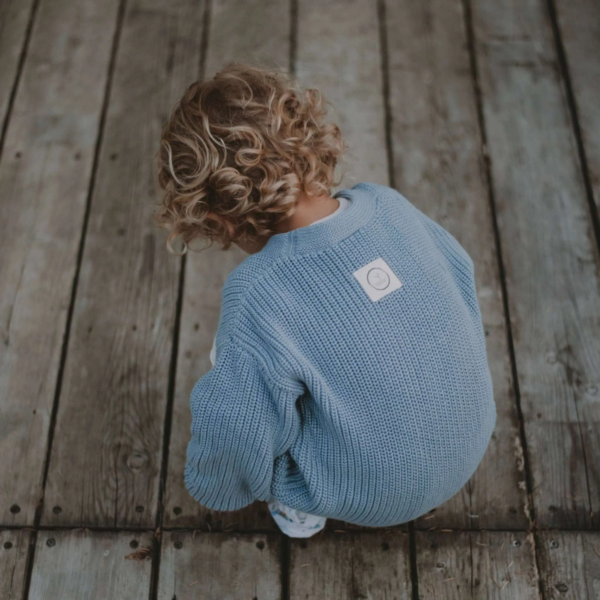 Organic Knit Cardigan - Dusty Blue