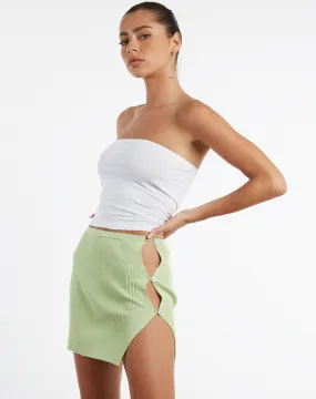 Piri Mini Skirt in Rib Knit Pastel Lime