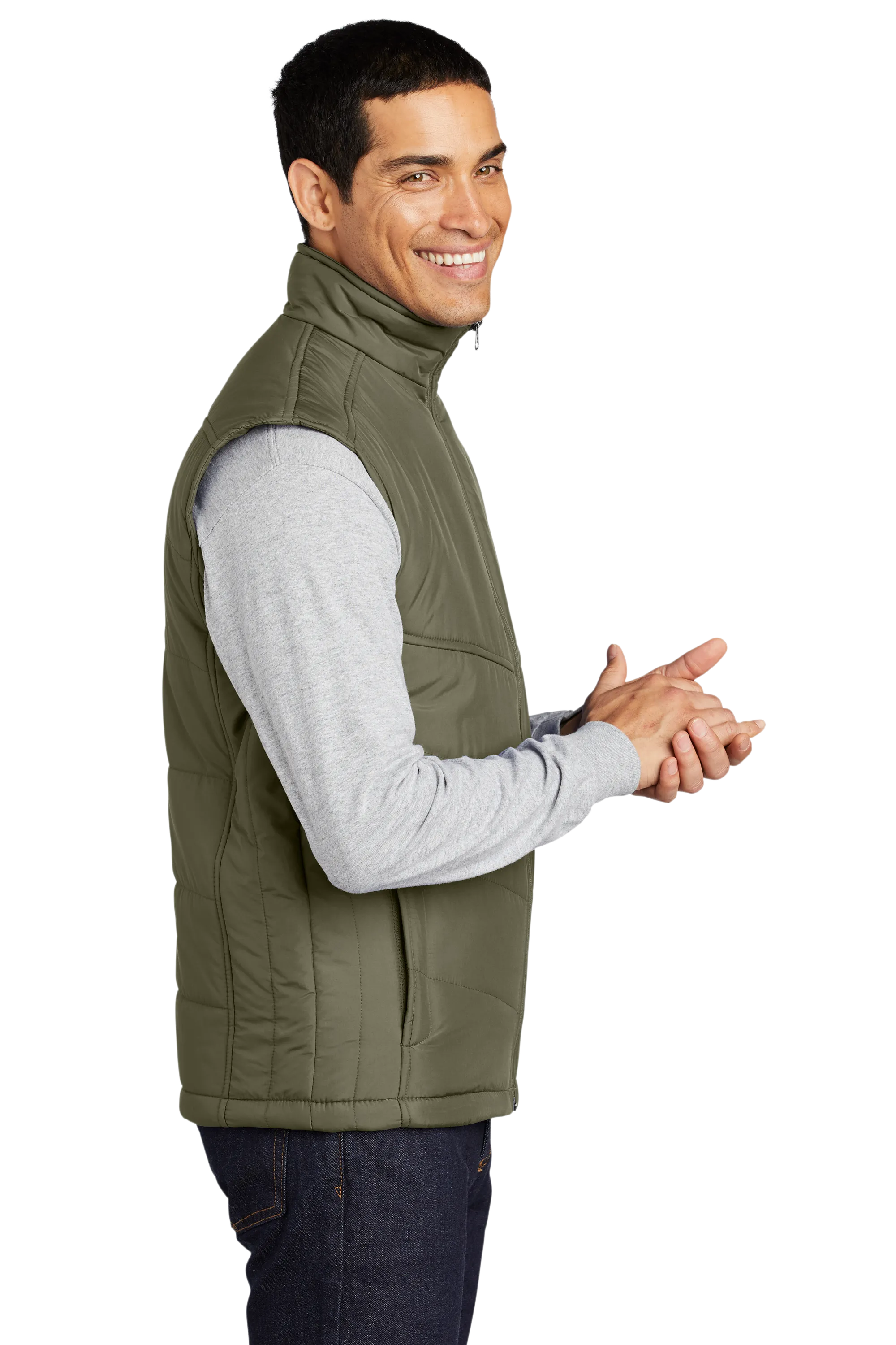 Port Authority® Puffy Vest - Olive/ Cayenne