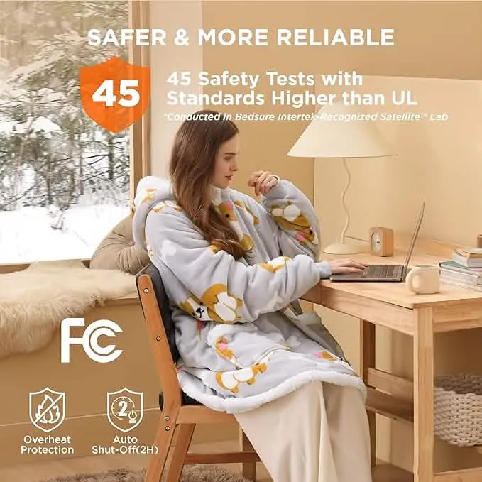 Portable Heated Sherpa Fleece Blanket Hoddie