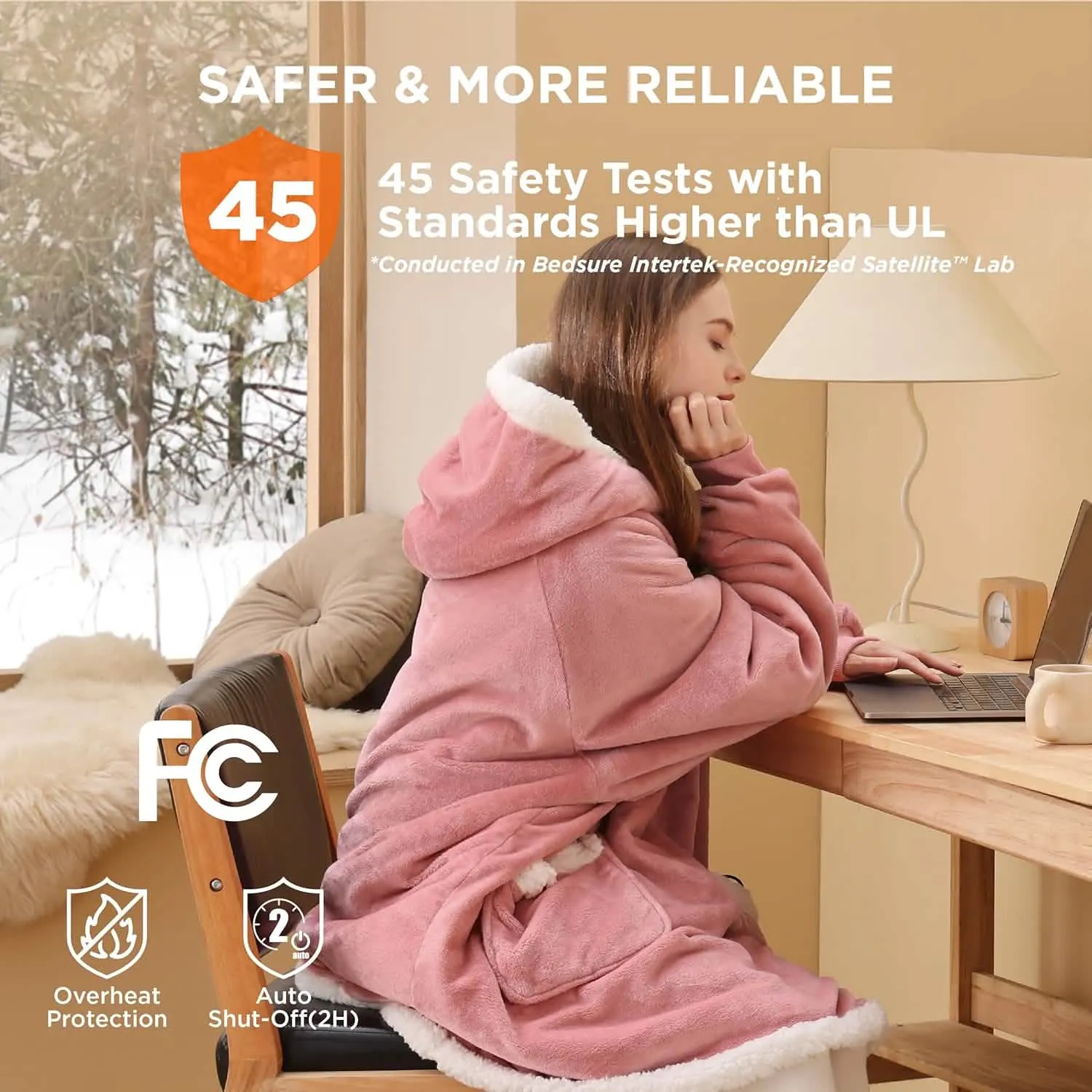 Portable Heated Sherpa Fleece Blanket Hoddie