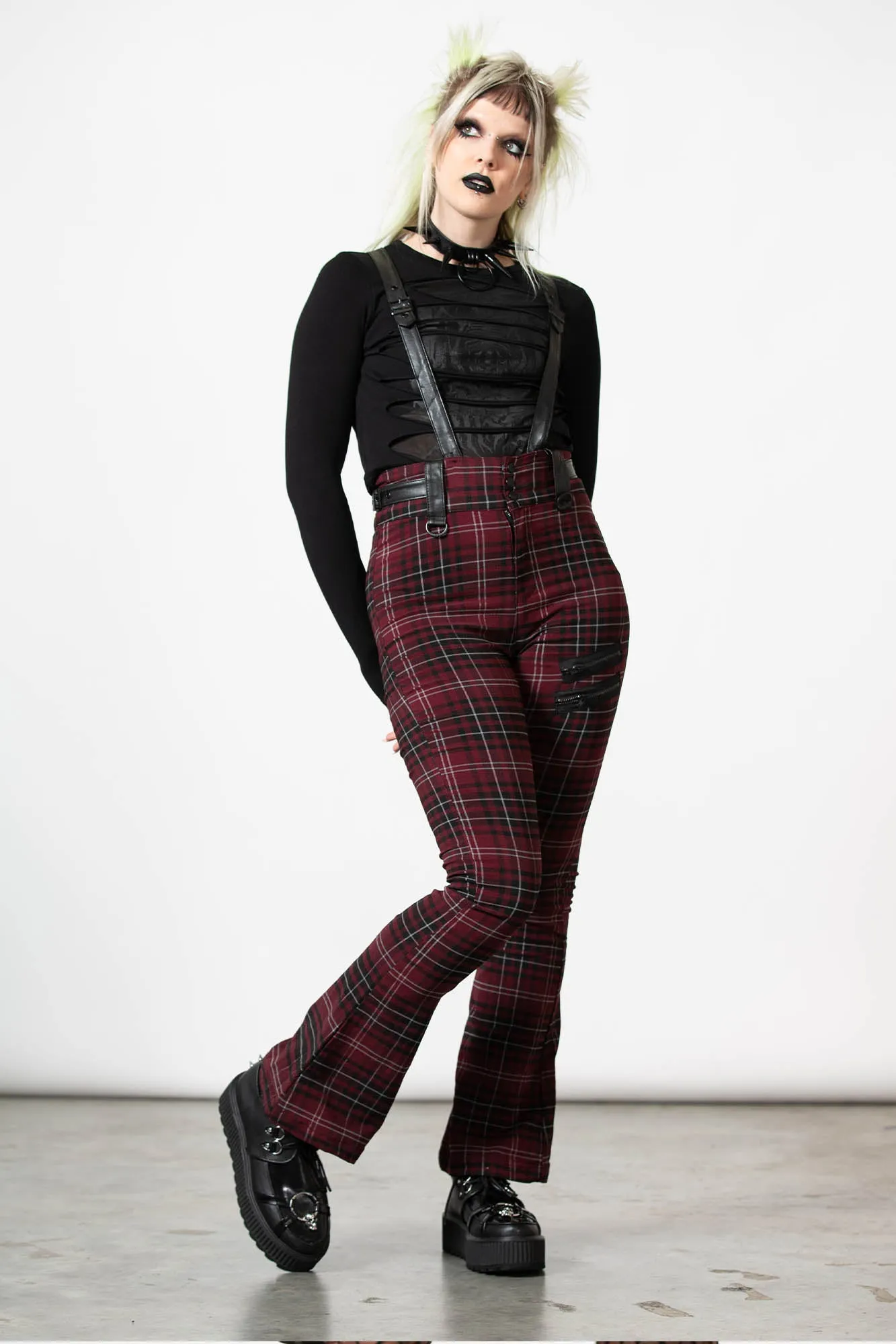 Prophet Of Doom Suspender Trousers [BLOOD TARTAN]