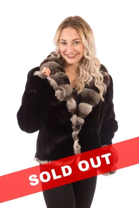 Ranch Mink Fur Jacket with Chinchilla Collar & Trim