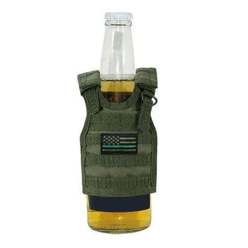 Rapdom Bottle Cooler Beverage Insulator Tactical Vest Thin Green Line Olive Drab