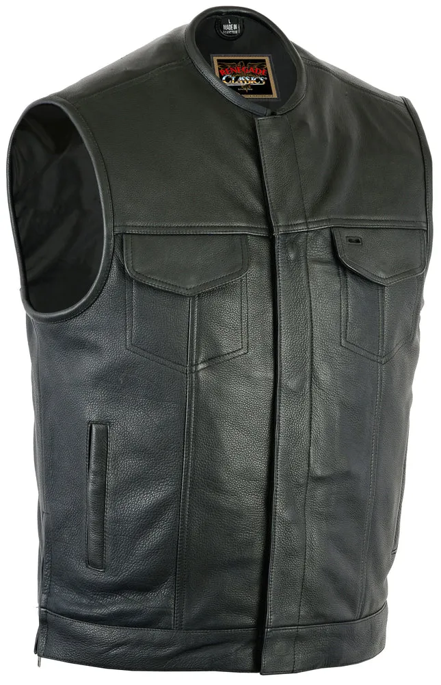 RC187 Upgraded Style Men's Leather Vest with Gun Pockets