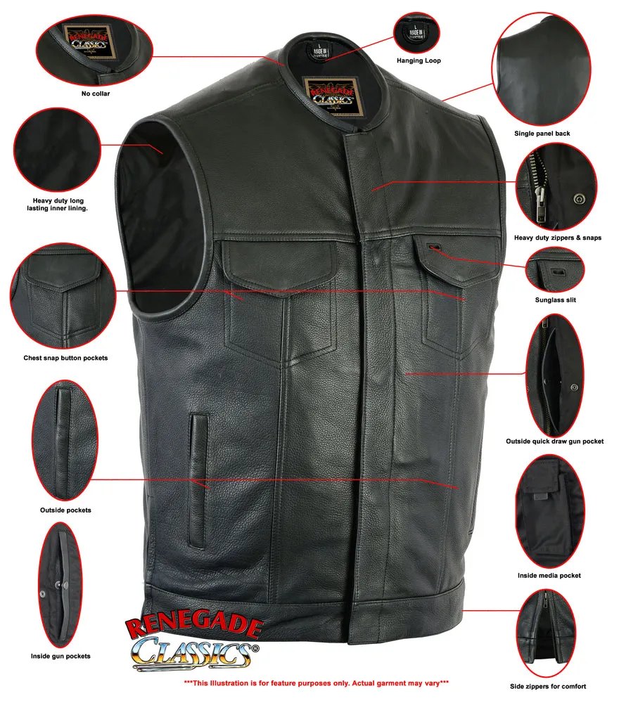 RC187 Upgraded Style Men's Leather Vest with Gun Pockets