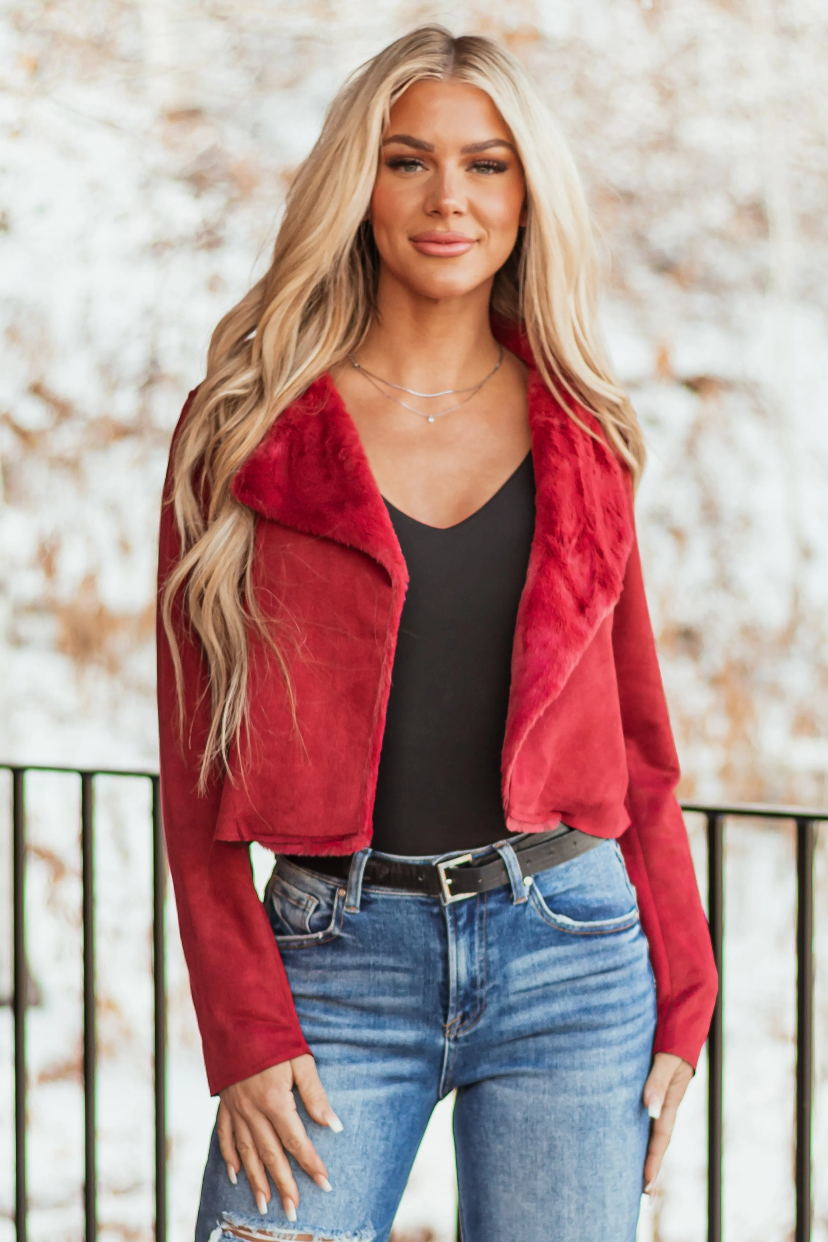 Ruby Faux Suede Soft Fur Lined Biker Jacket