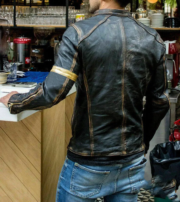 Rugged Leather Motorcycle Jacket