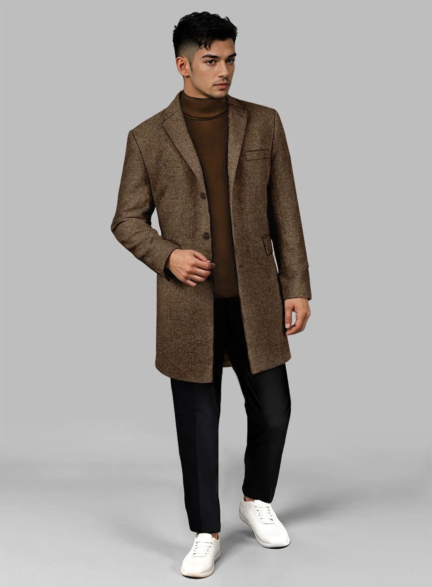 Rust Herringbone Tweed Overcoat