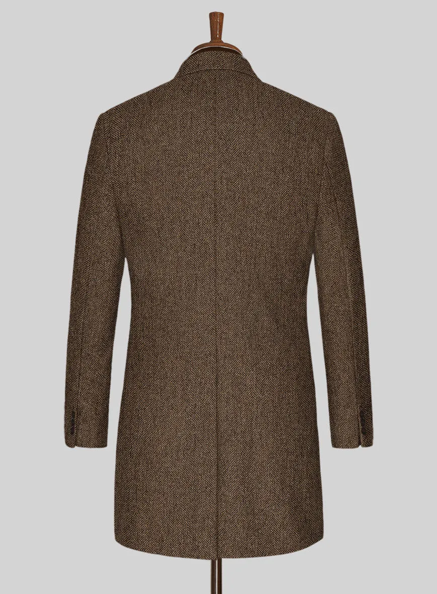 Rust Herringbone Tweed Overcoat