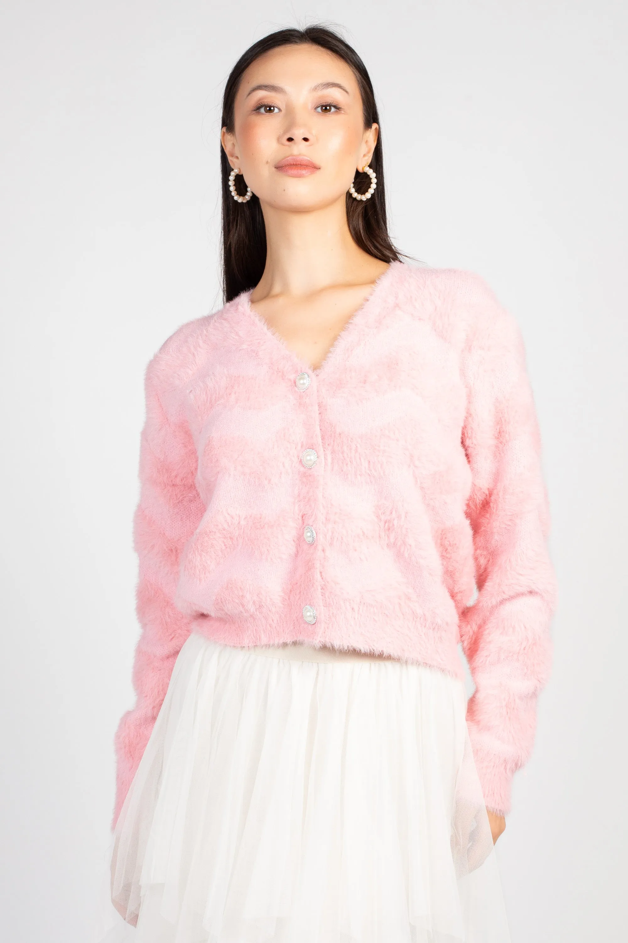 Sally Button Up Fuzzy Cardigan