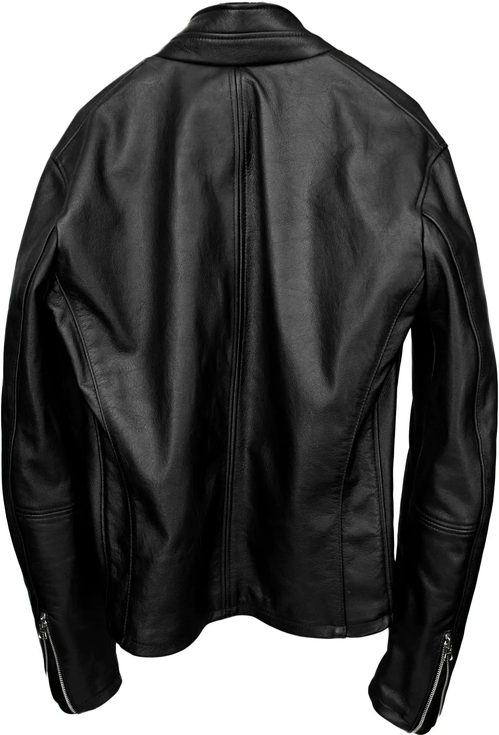 SEINFELD Leather Jacket Solid Black Motorcycle