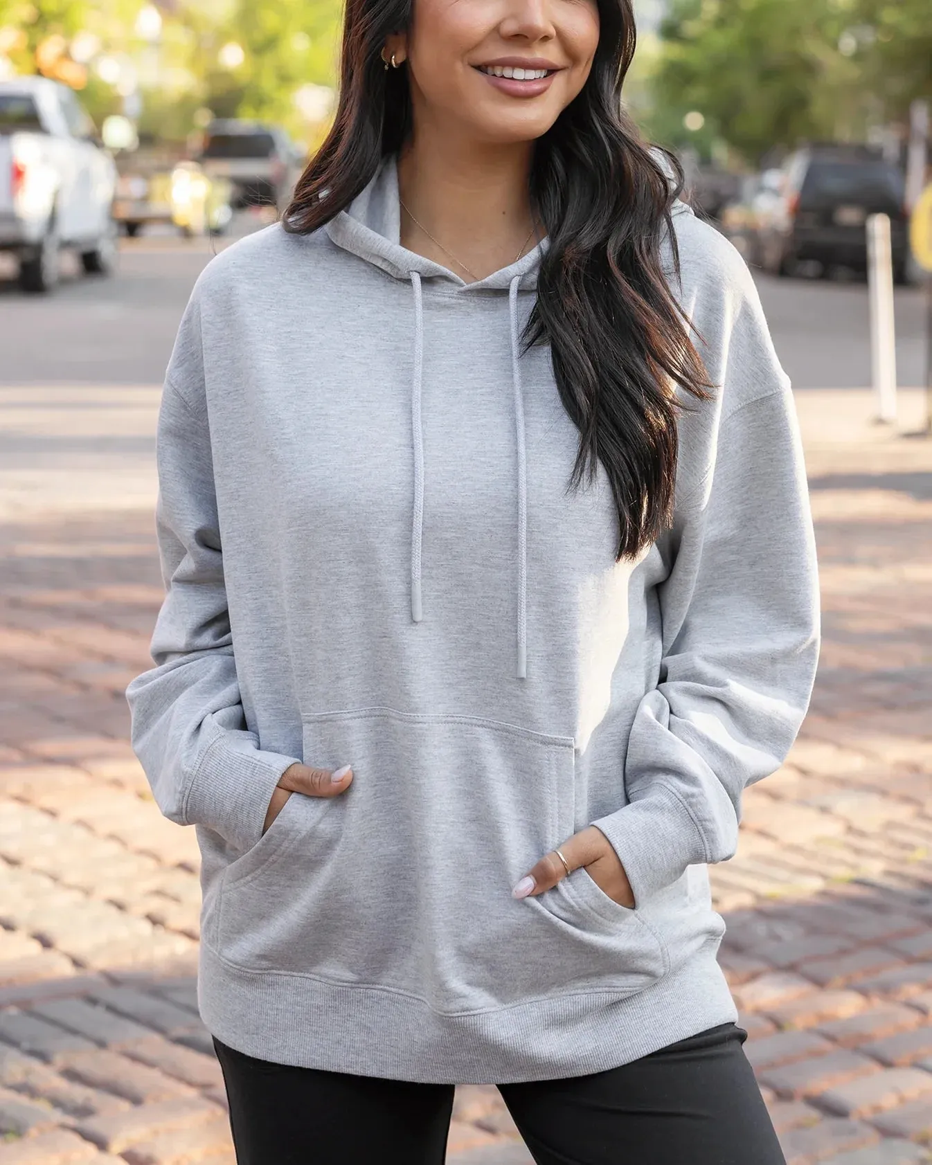 Signature Soft Oversized Hoodie in Heathered Grey by Grace & Lace (Ships in 1-2 Weeks)