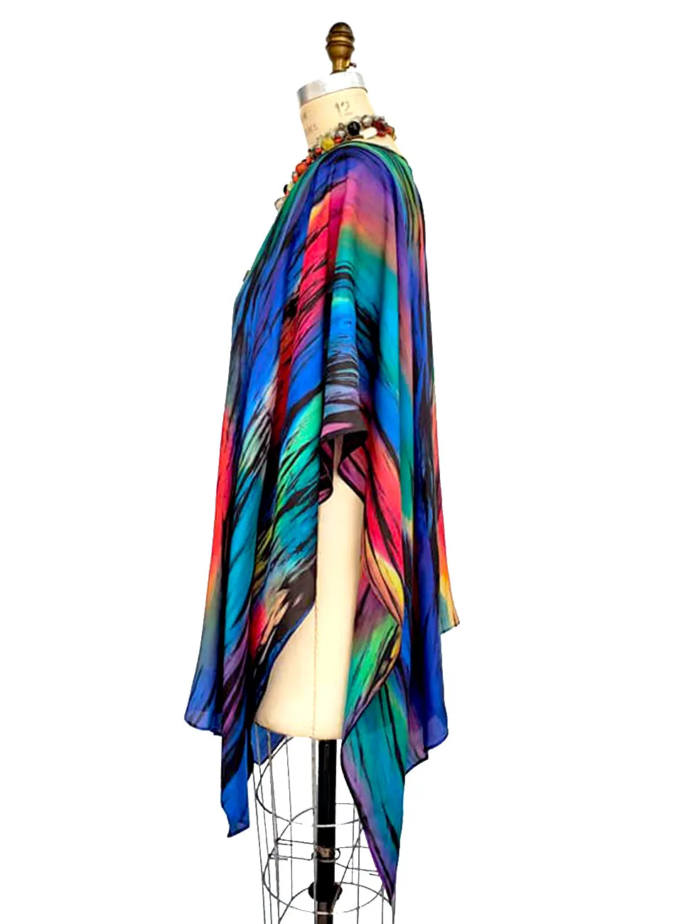 Silk Poncho Tunic Hand Painted