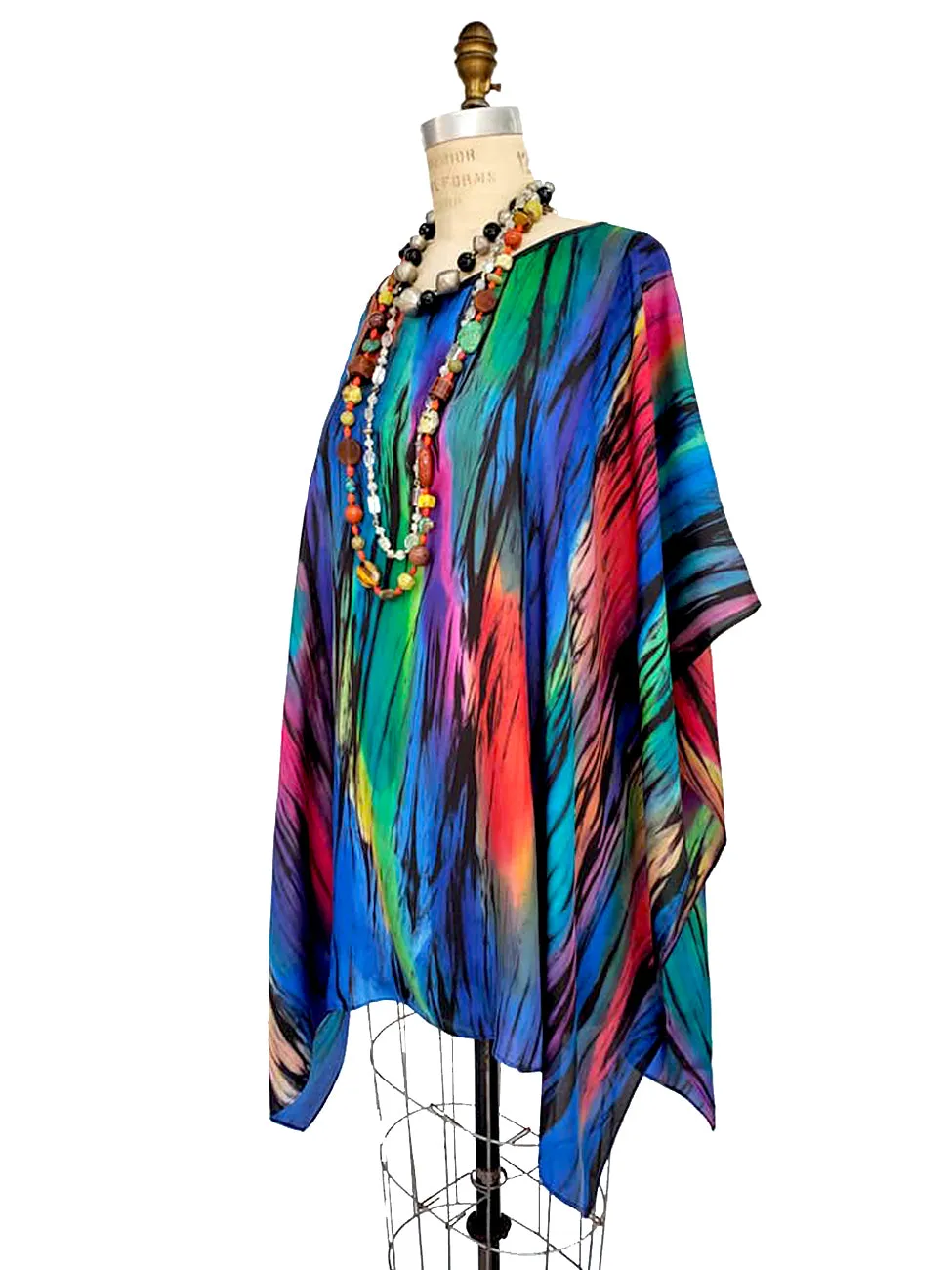 Silk Poncho Tunic Hand Painted