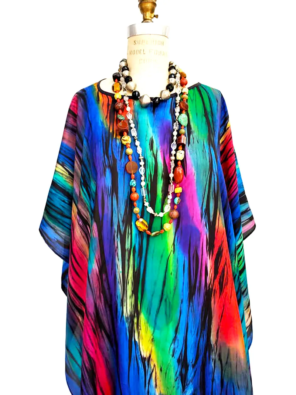 Silk Poncho Tunic Hand Painted